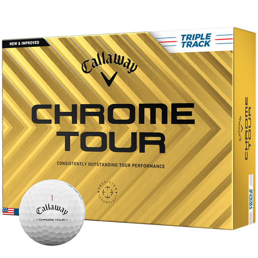Chrome Tour Triple Track Golf Balls - White - 12 Pack